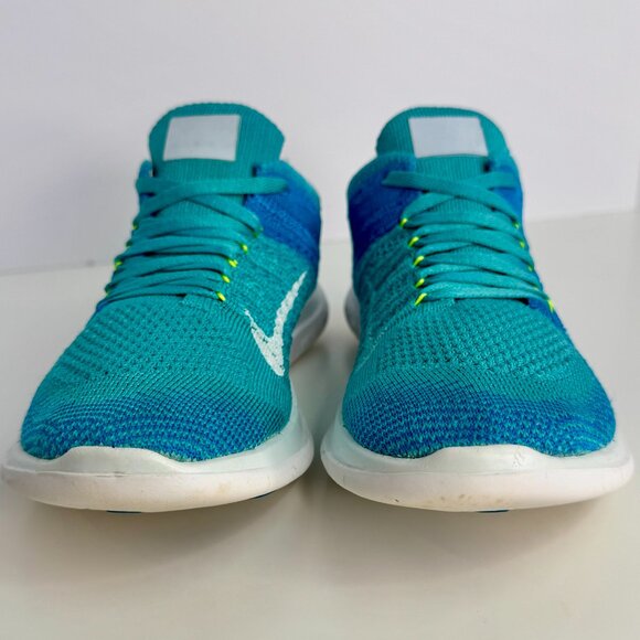 Women's 6 NIKE FREE 4.0 FLYKNIT RUNNING SHOES BLUE TURQUOISE 631050 - Picture 8 of 9